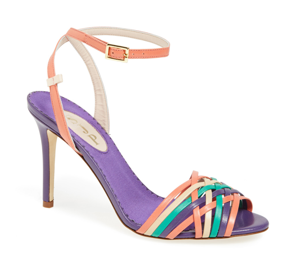 Maud Sandal Multi Purple Green Rose -$375