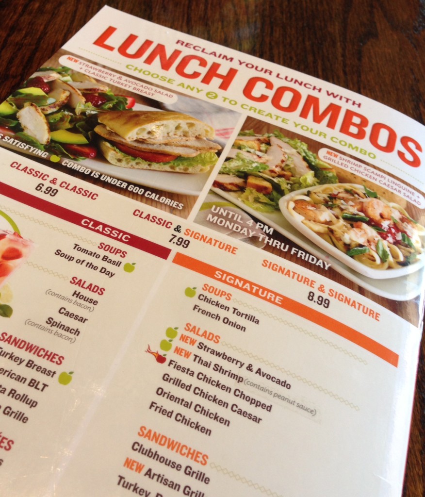 Applebees Lunch Combo Menu